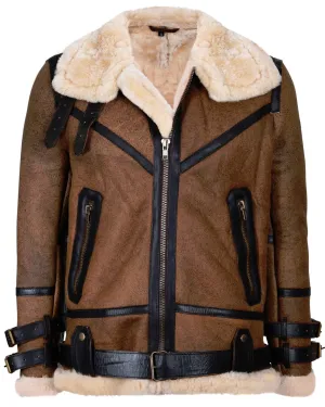 Mens Brown Vintage Pilot B3 Sheepskin Jacket- KNOXVILLE