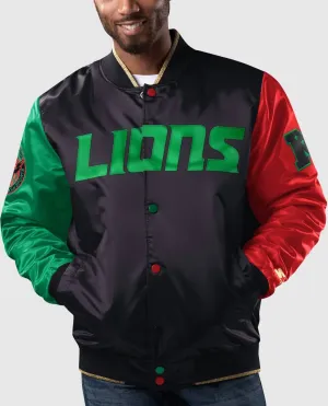 Men's Detroit Lions History Month Quilted Lining Satin Full-Snap Jacket In Black