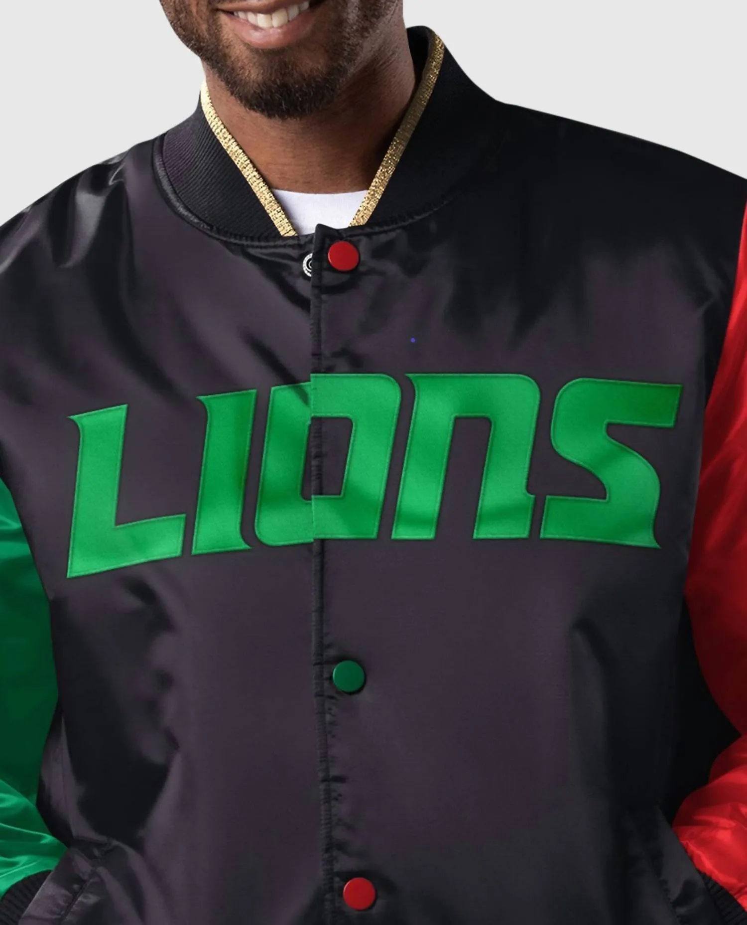 Men's Detroit Lions History Month Quilted Lining Satin Full-Snap Jacket In Black