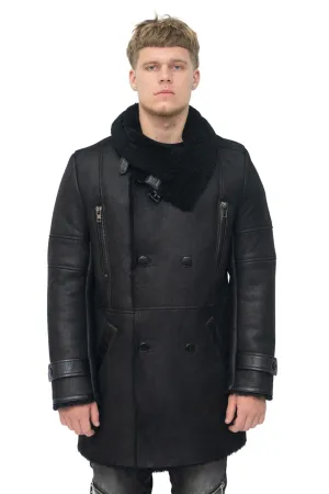Mens Double Breasted Sheepskin Reefer Coat-Ledbury