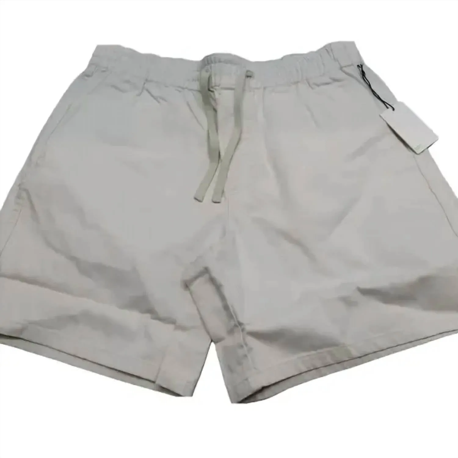 Men's Drawstring Chino Cotton Short In Silver Birch White