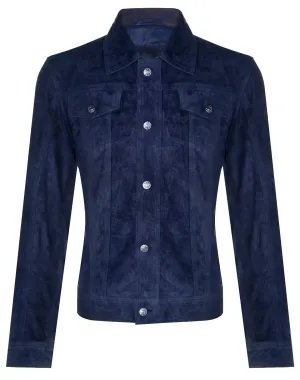 Mens Goat Suede Leather Jeans Jacket-Adelaide