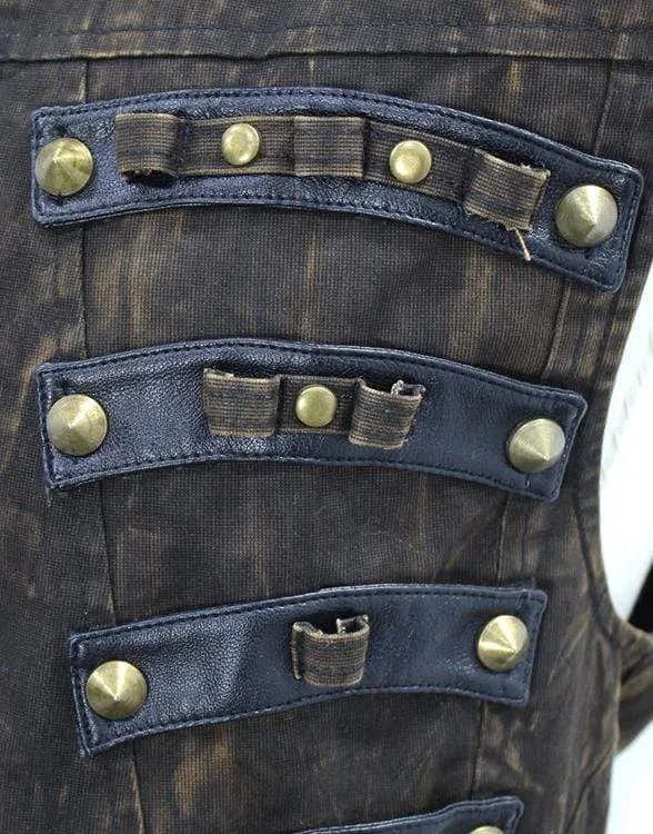 Men's Goth Stand Collar Rivets Waistcoat