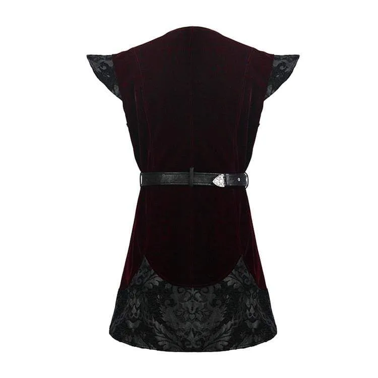 Men's Goth Velvet Waistcoat With Waist Belt