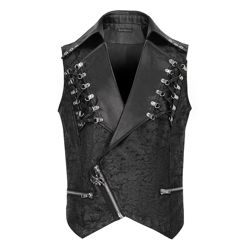 Men's Gothic Asymmetric Zipper Lace-up Waistcoat