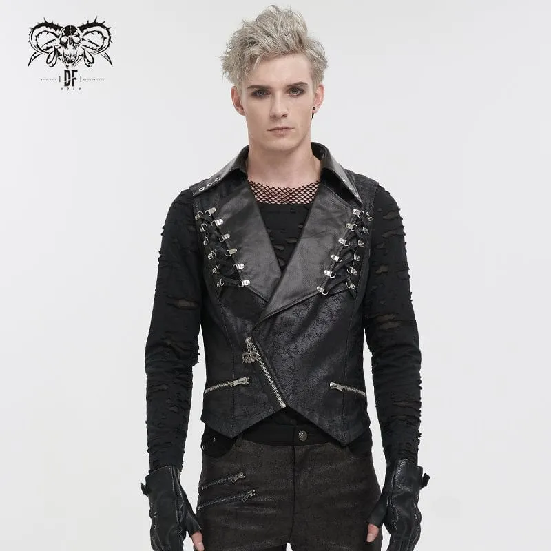 Men's Gothic Asymmetric Zipper Lace-up Waistcoat