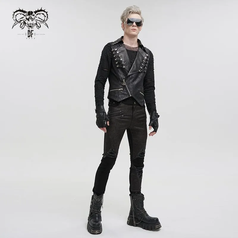 Men's Gothic Asymmetric Zipper Lace-up Waistcoat