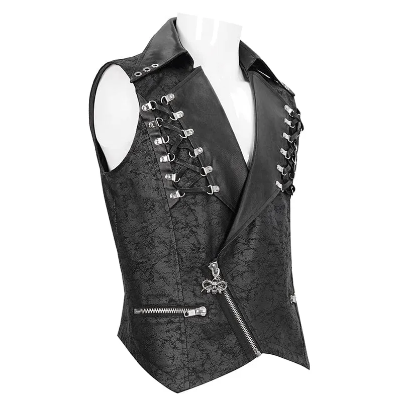 Men's Gothic Asymmetric Zipper Lace-up Waistcoat