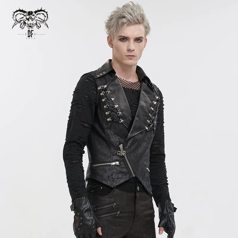 Men's Gothic Asymmetric Zipper Lace-up Waistcoat