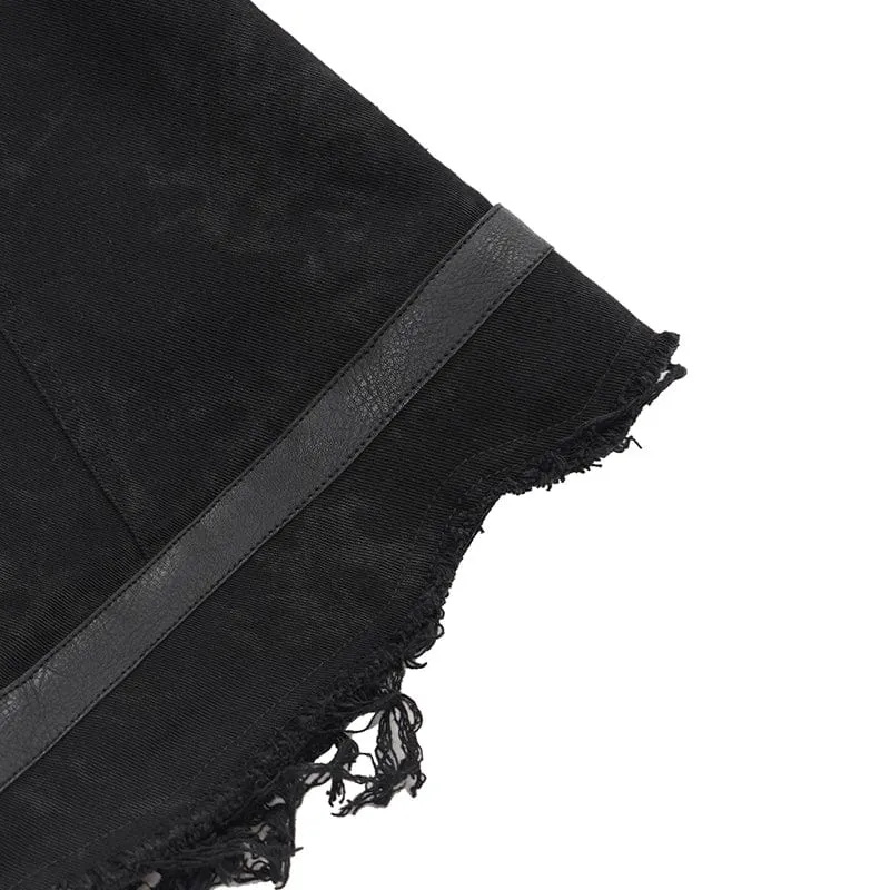 Men's Gothic Buckle-up Eyelets Ripped Vest