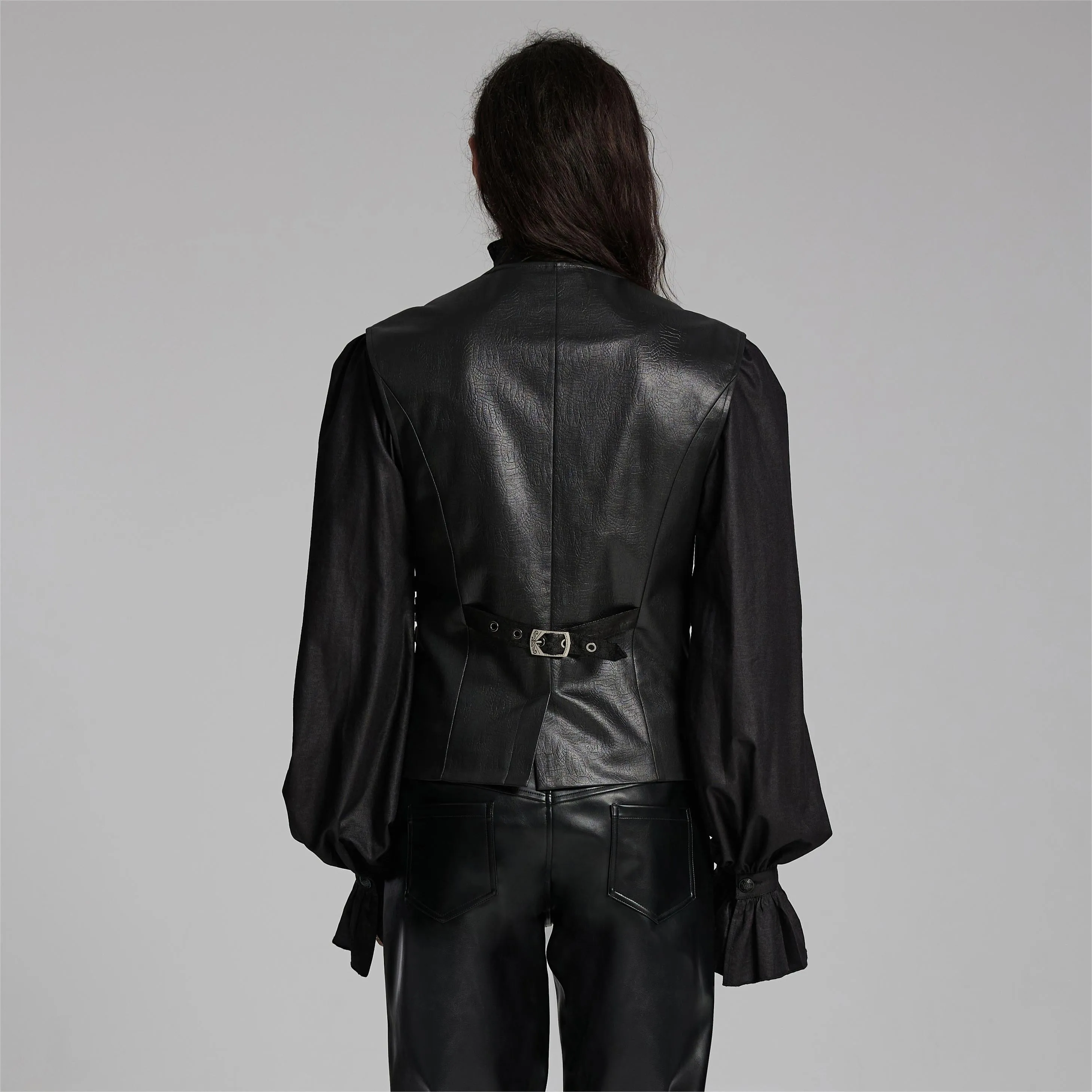 Men's Gothic Buckle-up Zip Eyelets Waistcoat