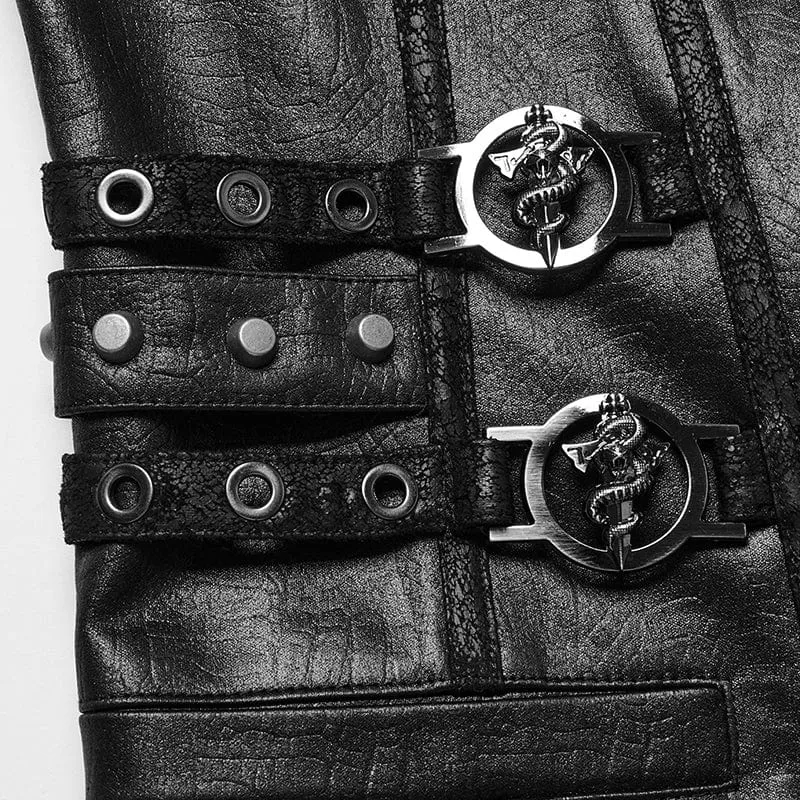 Men's Gothic Buckle-up Zip Eyelets Waistcoat