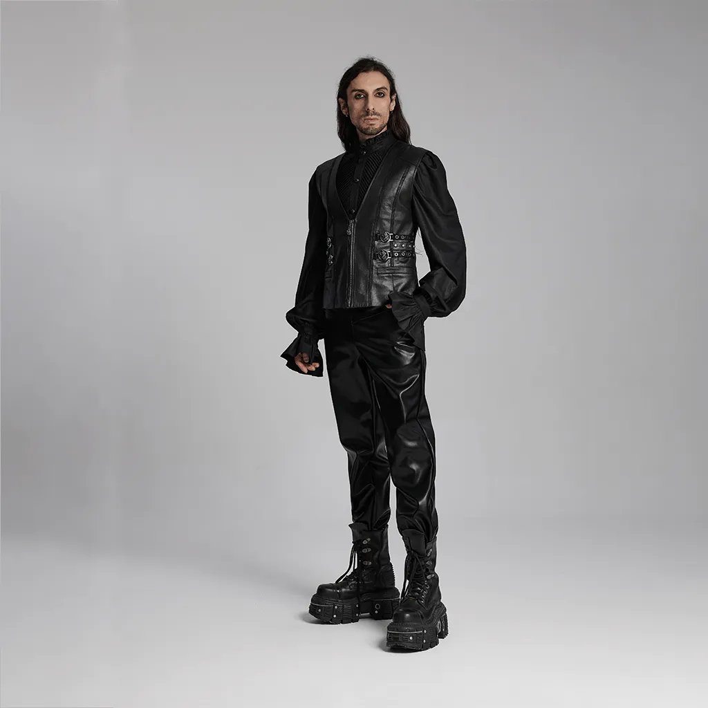 Men's Gothic Buckle-up Zip Eyelets Waistcoat