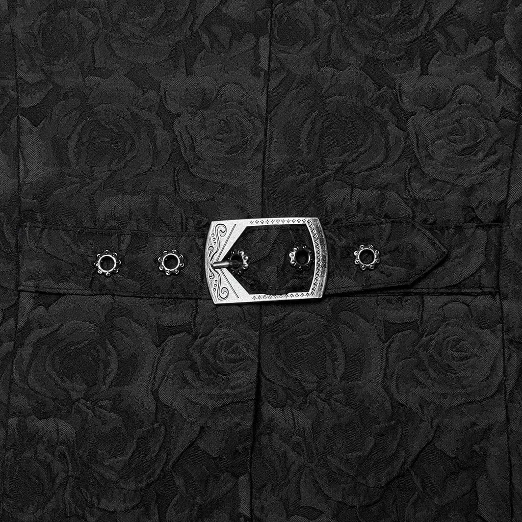 Men's Gothic Buckle Zip Rose Waistcoat