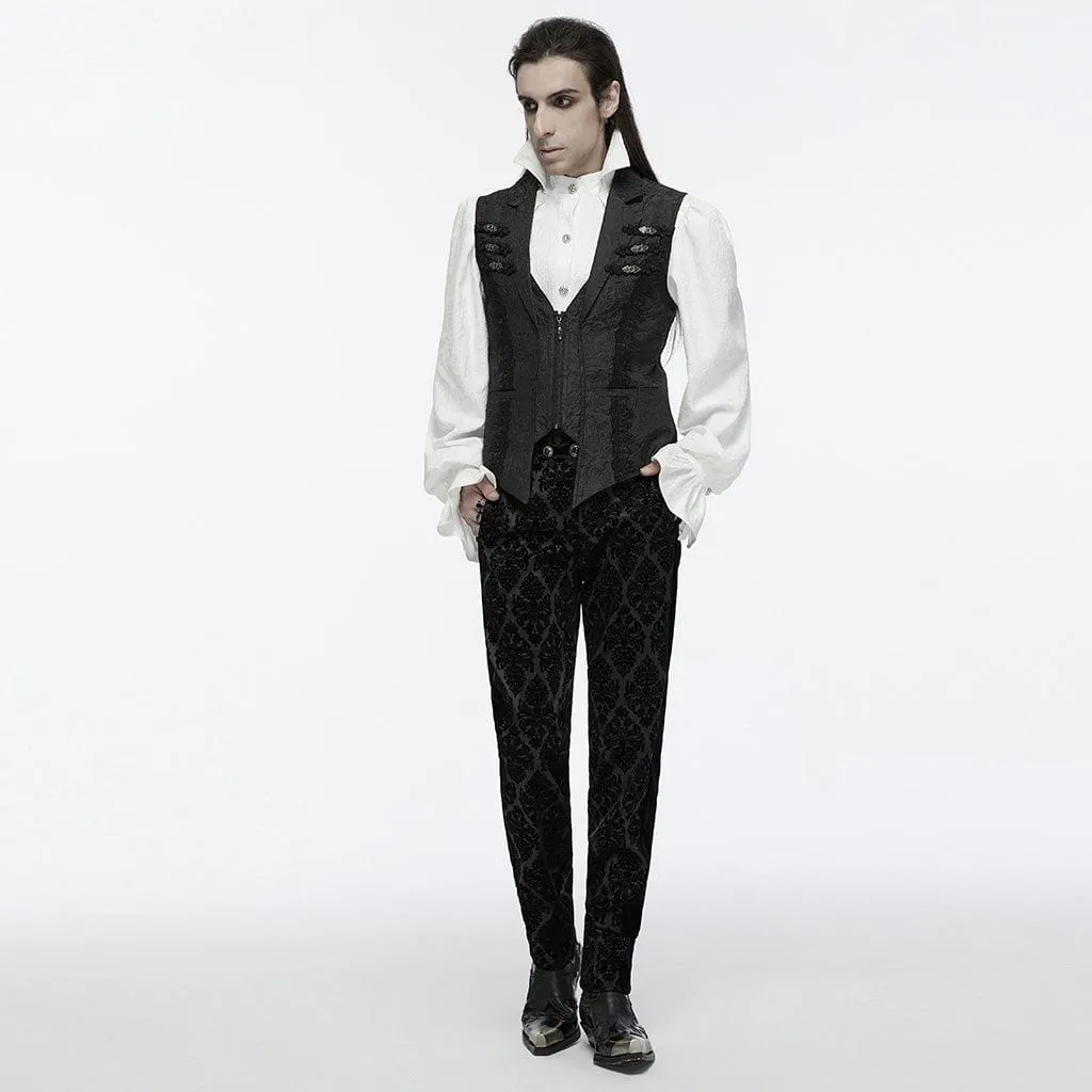 Men's Gothic Buckle Zip Rose Waistcoat