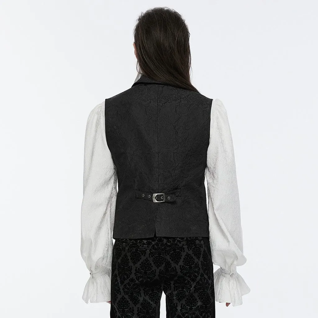 Men's Gothic Buckle Zip Rose Waistcoat