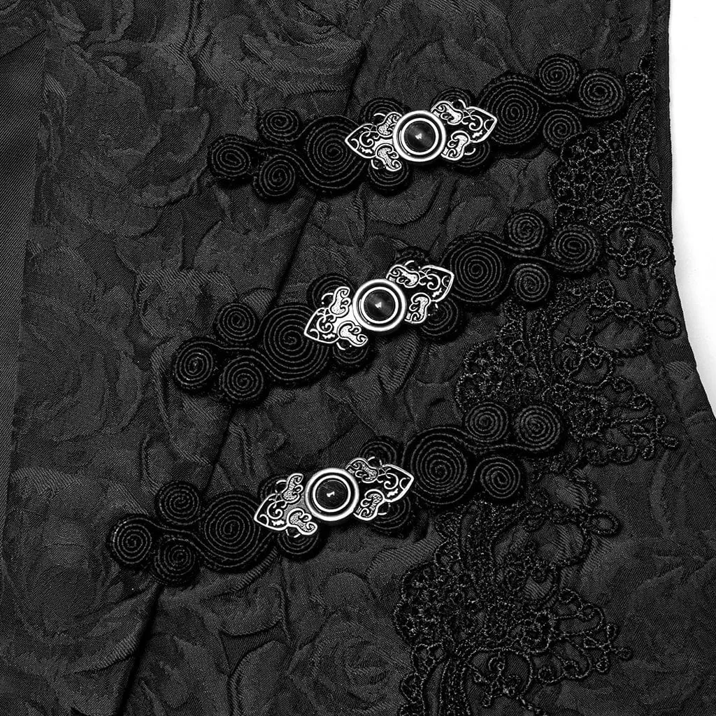 Men's Gothic Buckle Zip Rose Waistcoat