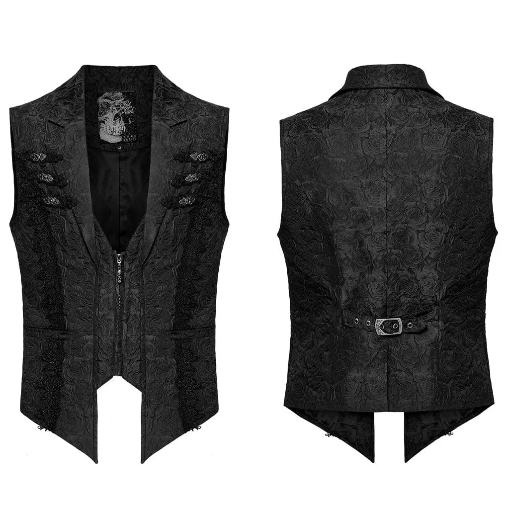 Men's Gothic Buckle Zip Rose Waistcoat