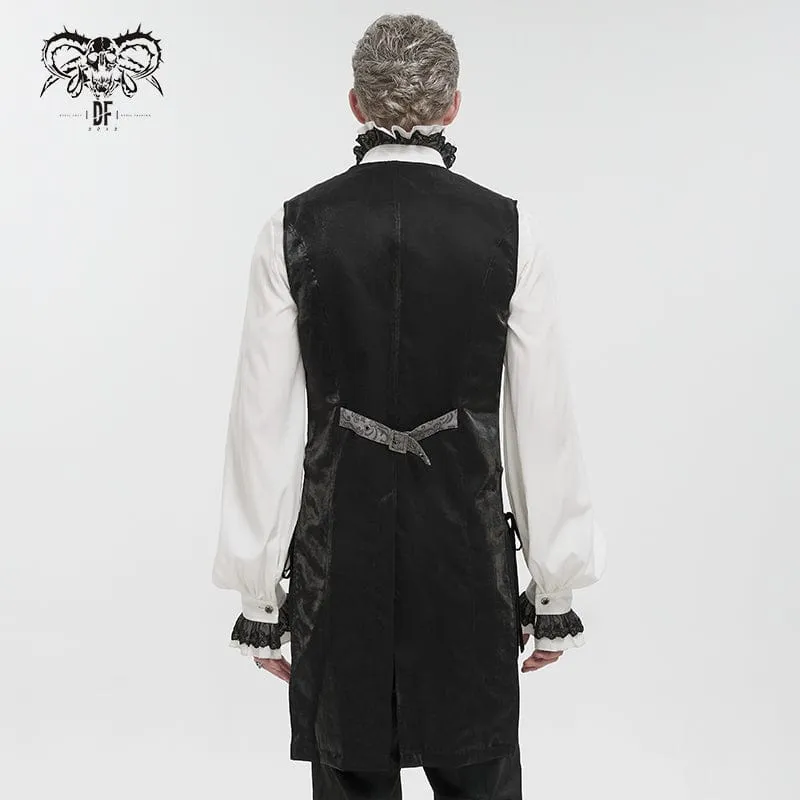 Men's Gothic Cashew Printed Swallow-tailed Waistcoat Grey