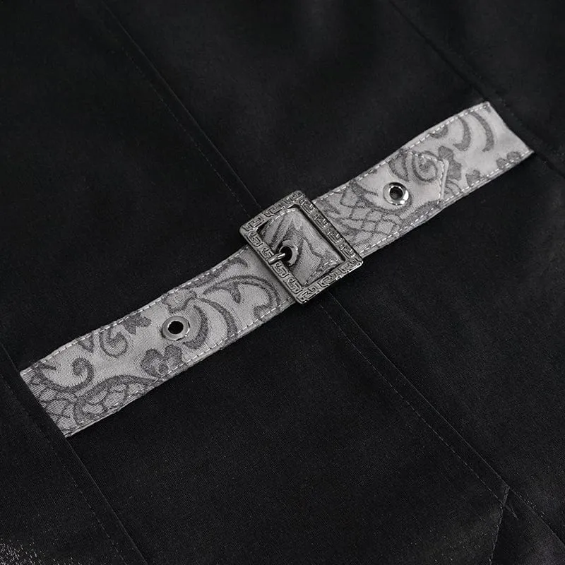 Men's Gothic Cashew Printed Swallow-tailed Waistcoat Grey