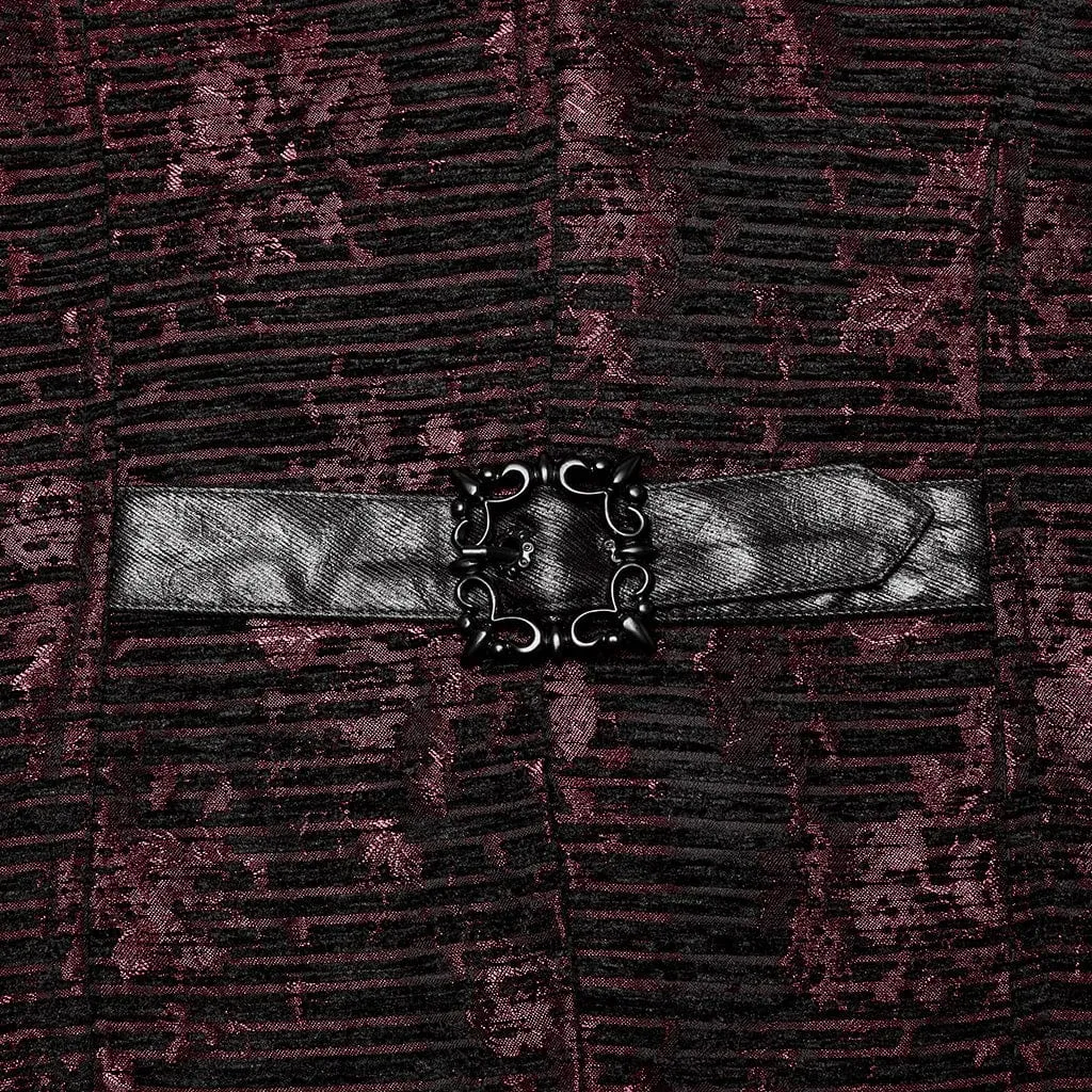 Men's Gothic Skull Buckle-up Waistcoat Red