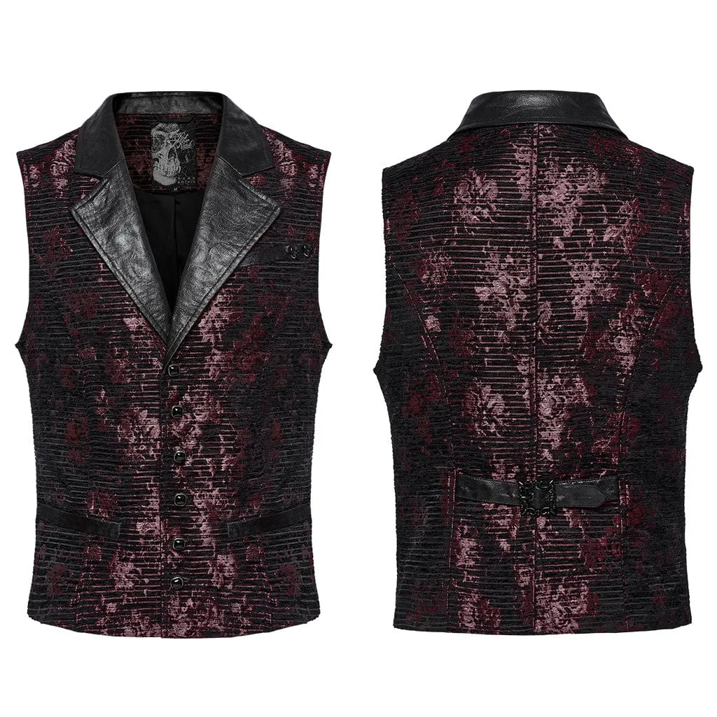 Men's Gothic Skull Buckle-up Waistcoat Red