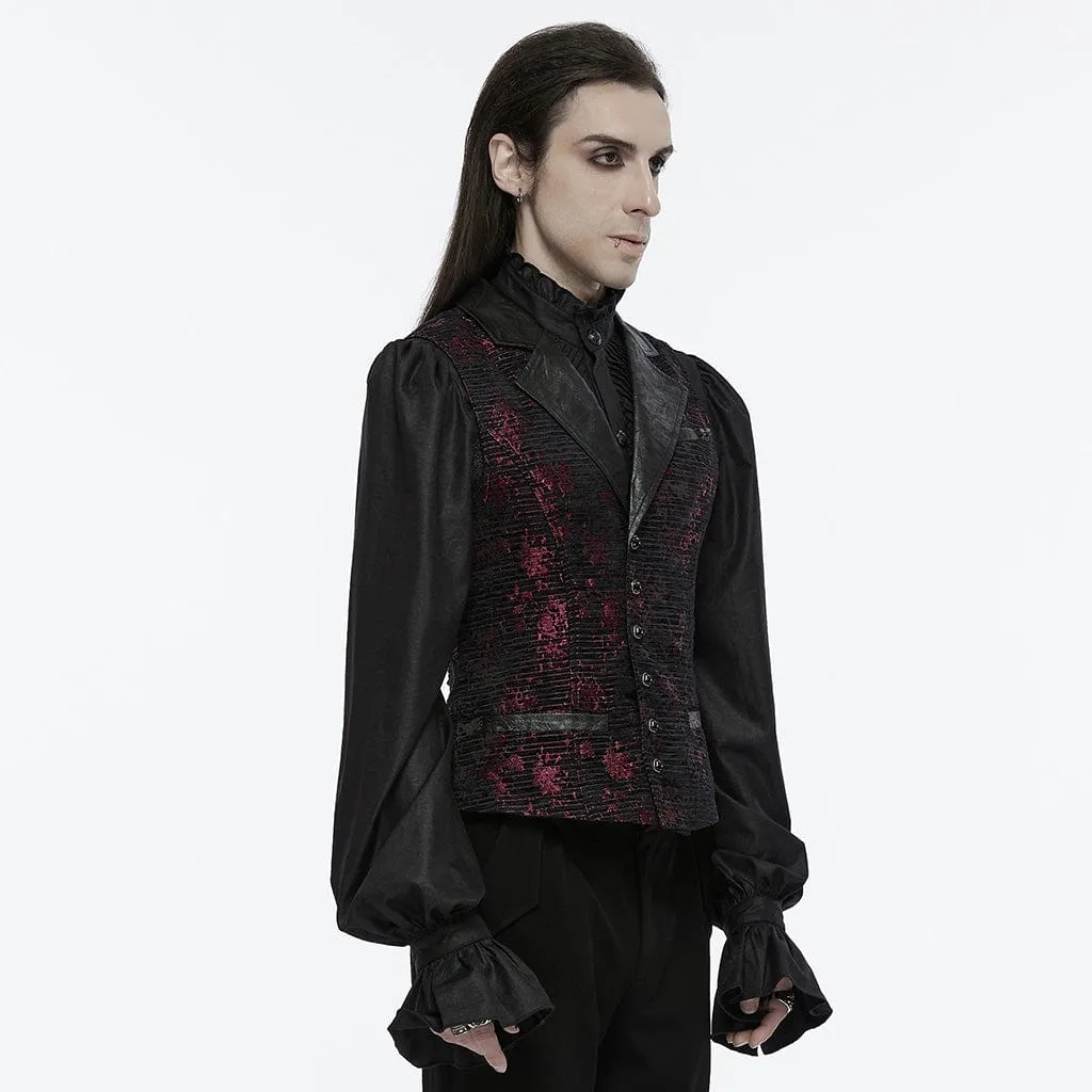 Men's Gothic Skull Buckle-up Waistcoat Red