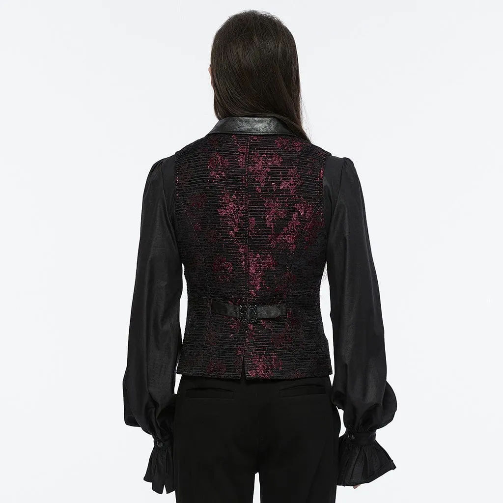Men's Gothic Skull Buckle-up Waistcoat Red