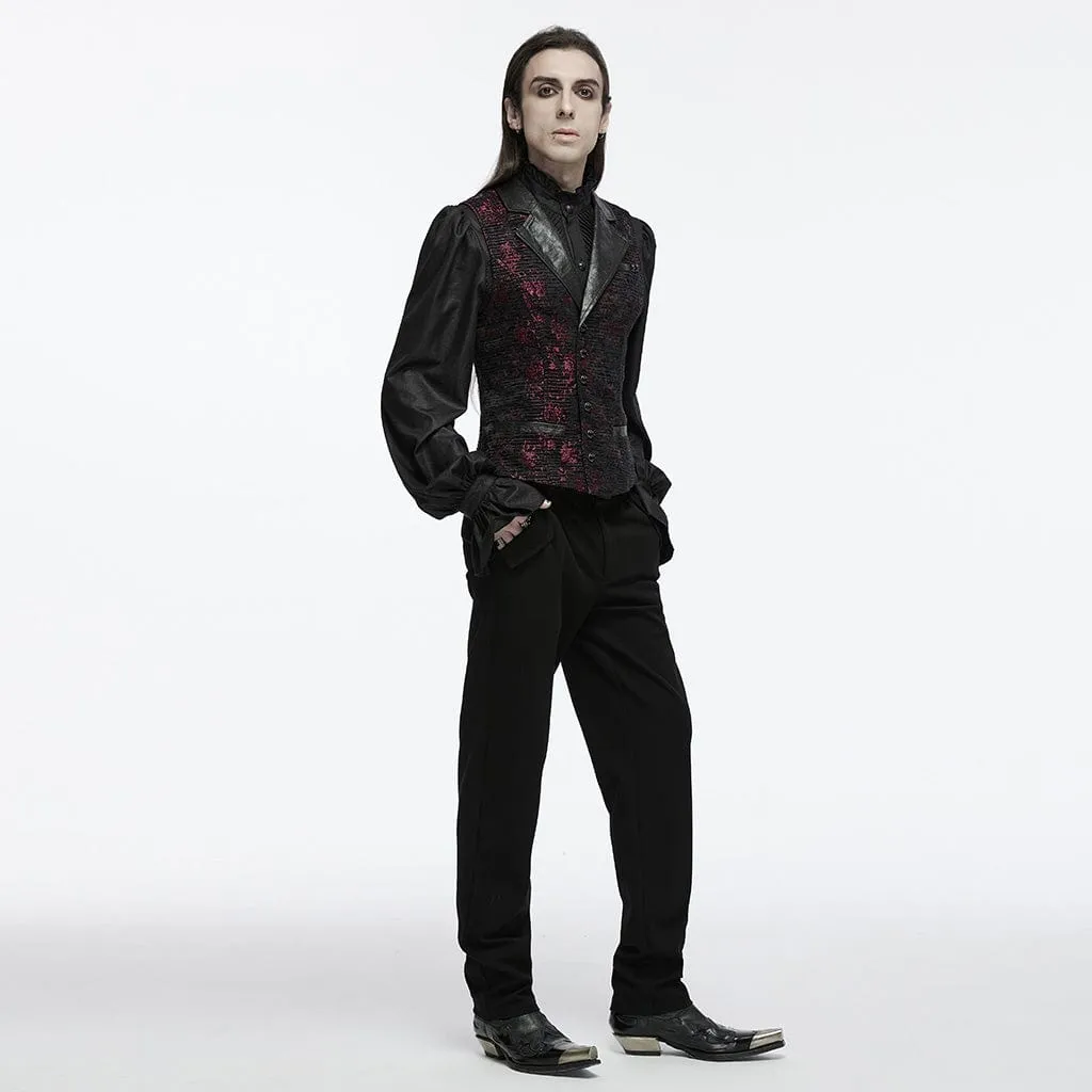 Men's Gothic Skull Buckle-up Waistcoat Red