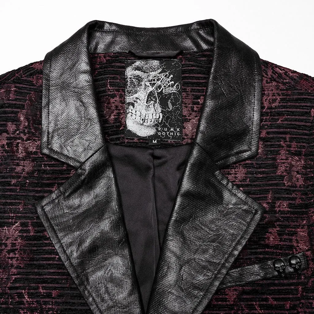 Men's Gothic Skull Buckle-up Waistcoat Red