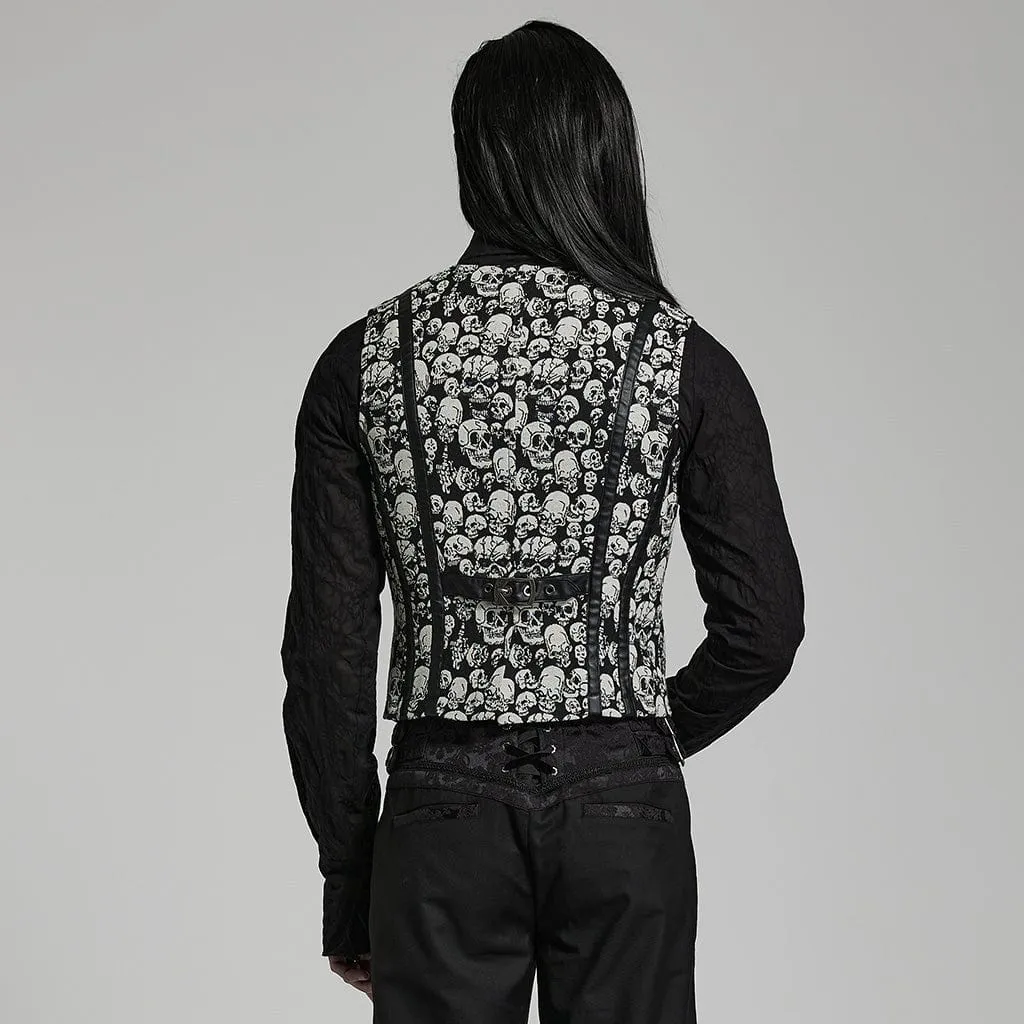 Men's Gothic Skulls Printed Vest
