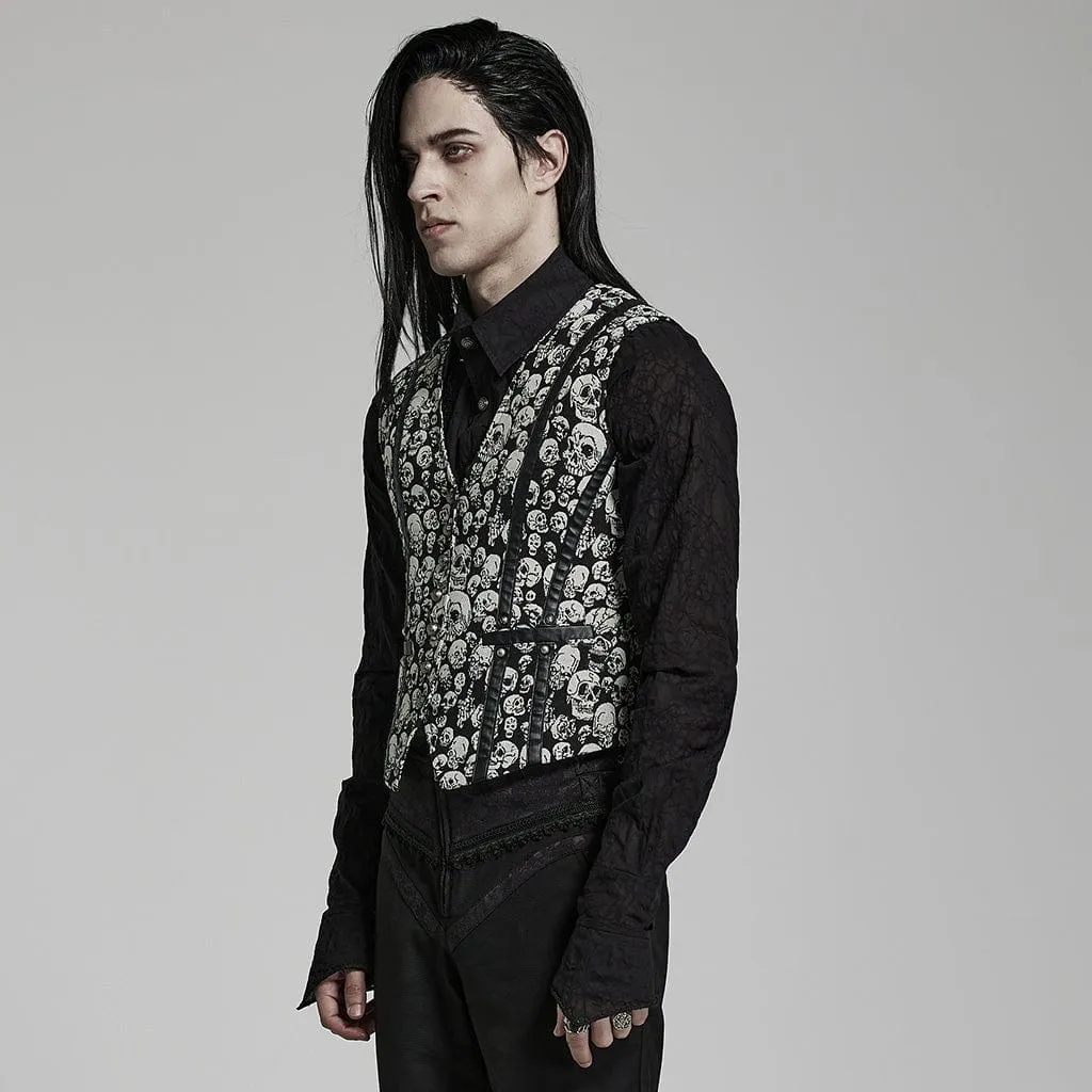 Men's Gothic Skulls Printed Vest