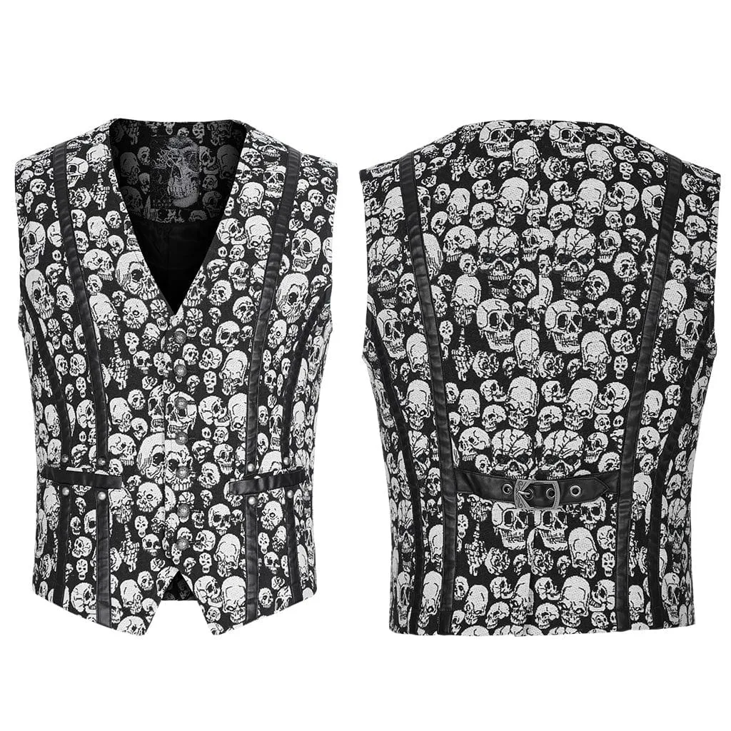 Men's Gothic Skulls Printed Vest