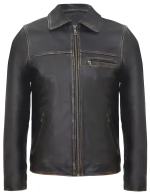 Men's Harrington Cow Hide Leather Jacket-Lima
