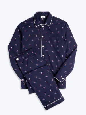 Men's Henry Skier Pajama Set In Blue/skier Jacquard