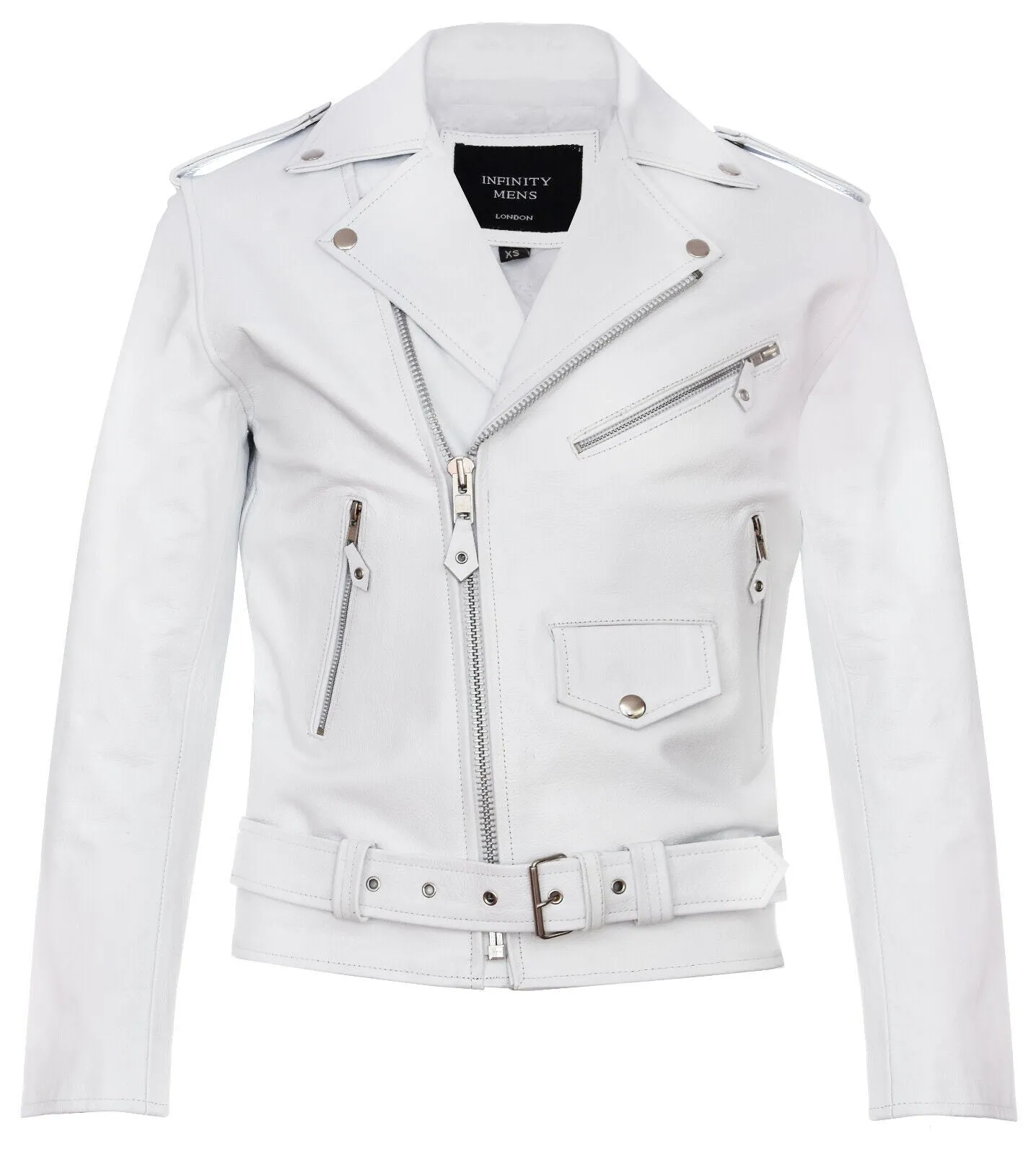 Mens Leather Brando Biker Rock Motorcycle Hide Jacket