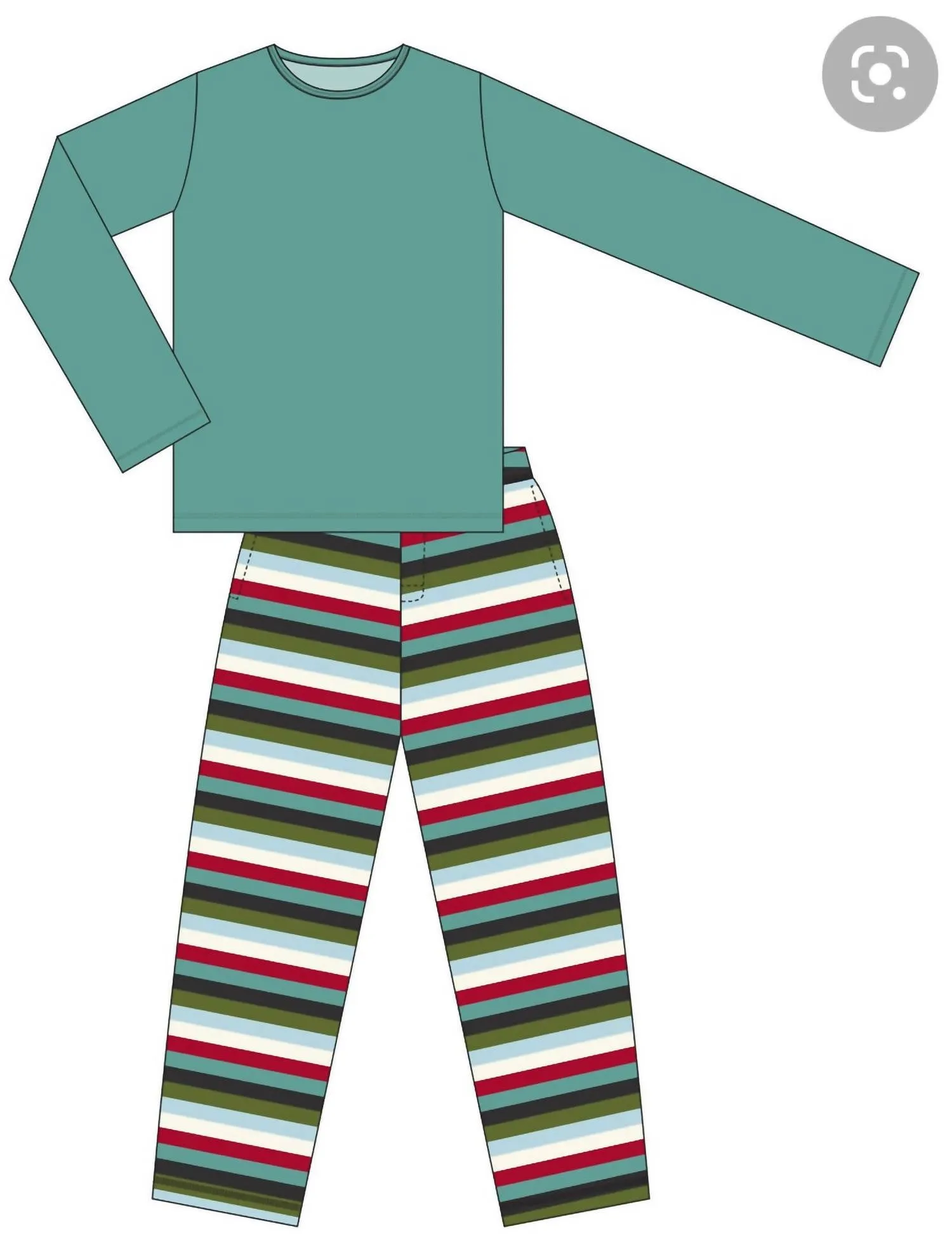 Men's Long Sleeve Pajama Set In Christmas Multi Stripe