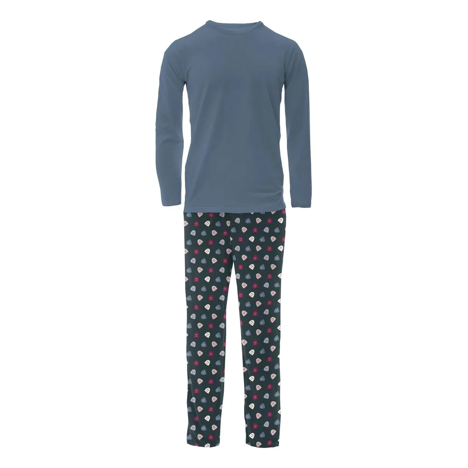 Men's Long Sleeve Pajama Set In Pine Happy Gumdrops