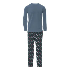 Men's Long Sleeve Pajama Set In Pine Happy Gumdrops