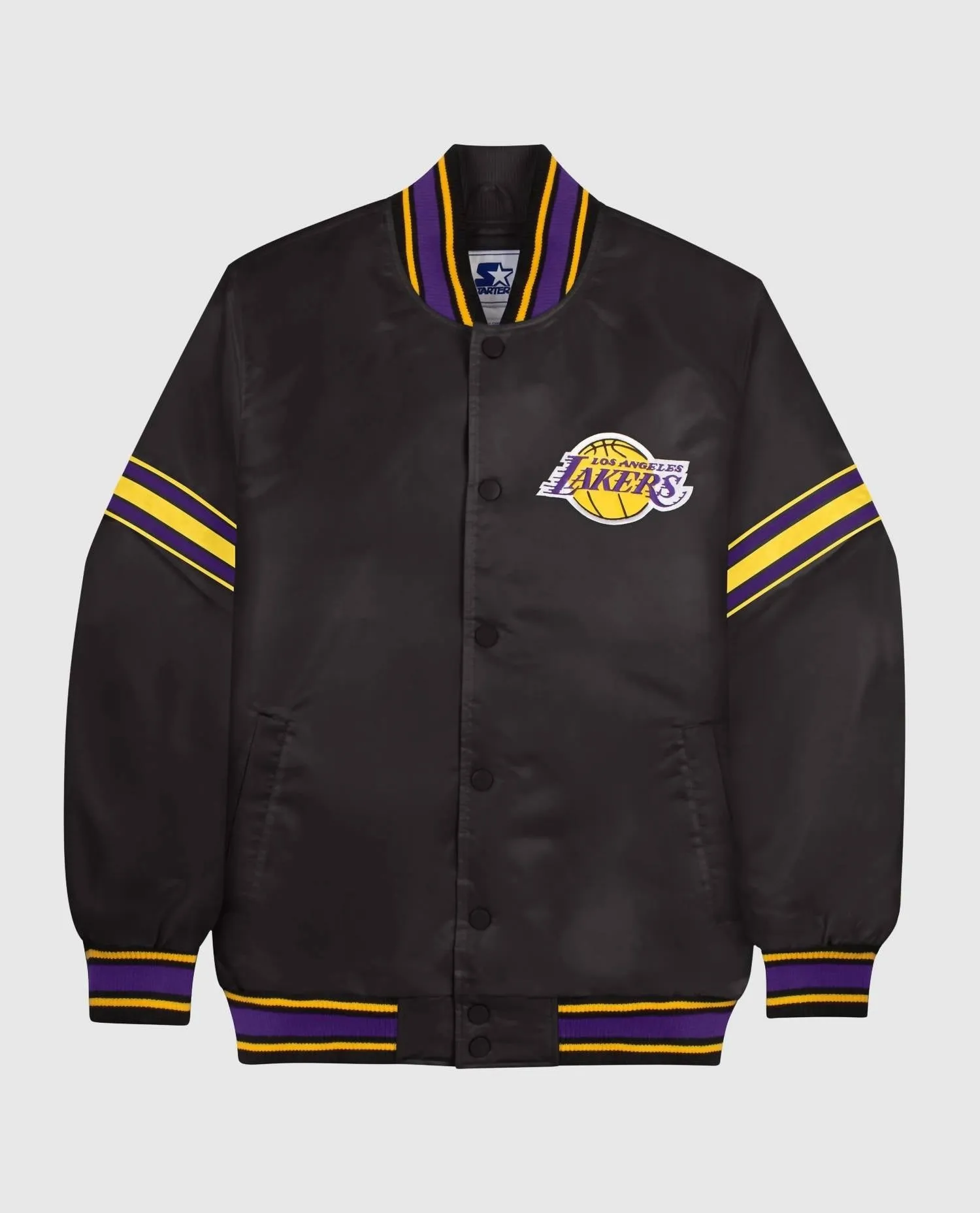 Men's Los Angeles Lakers Satin Full-Snap Jacket In Black/purple