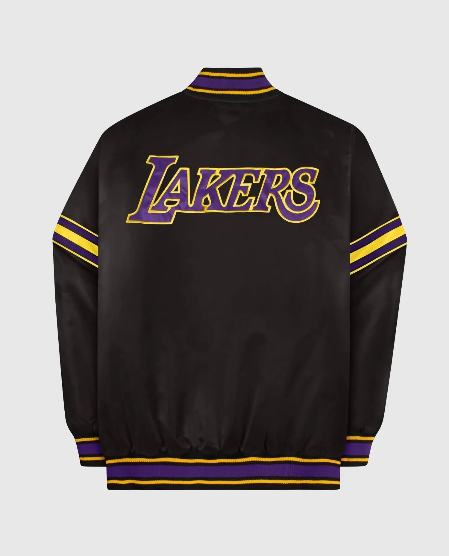 Men's Los Angeles Lakers Satin Full-Snap Jacket In Black/purple