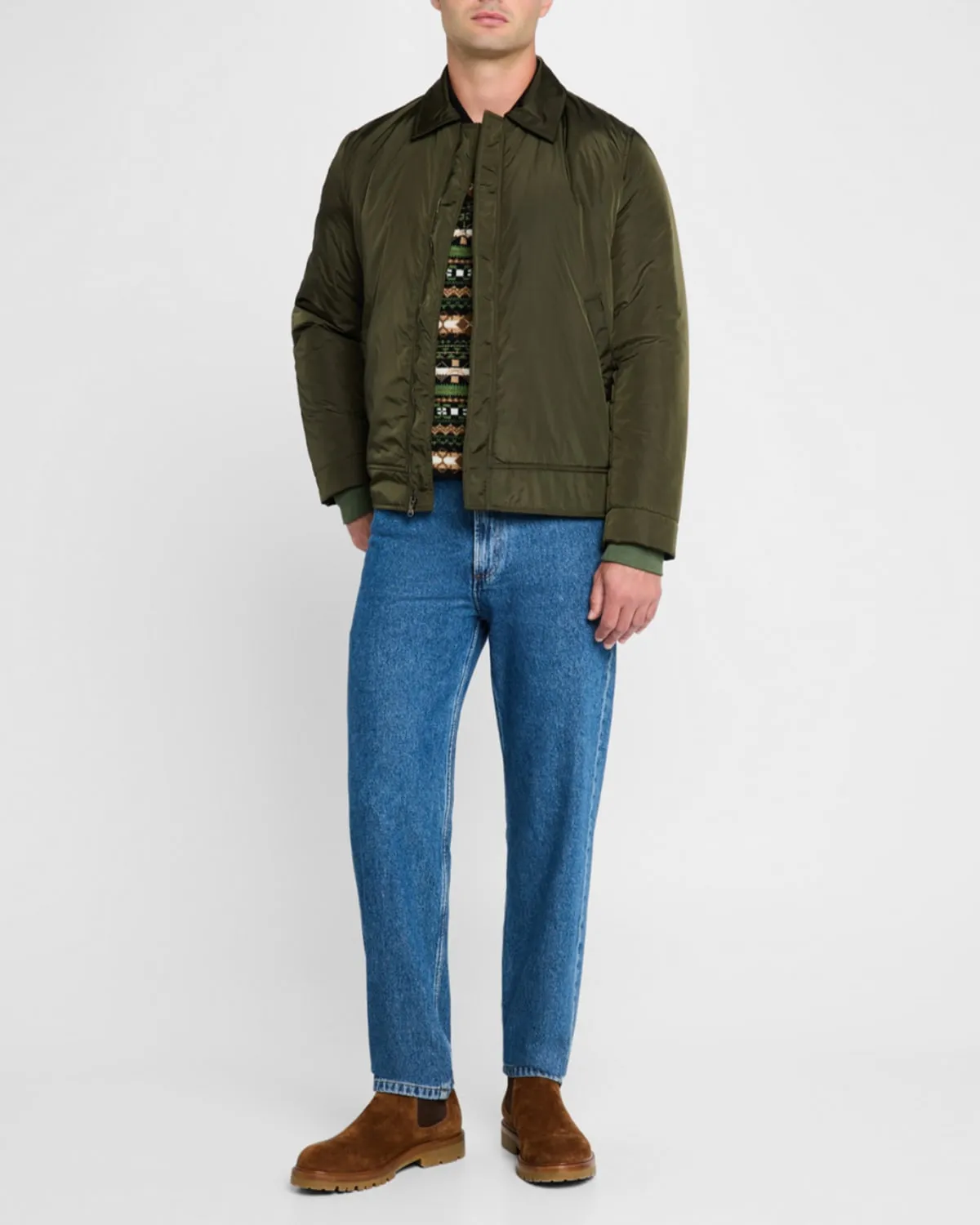 Men's Nylon Full-Zip Bomber Jacket
