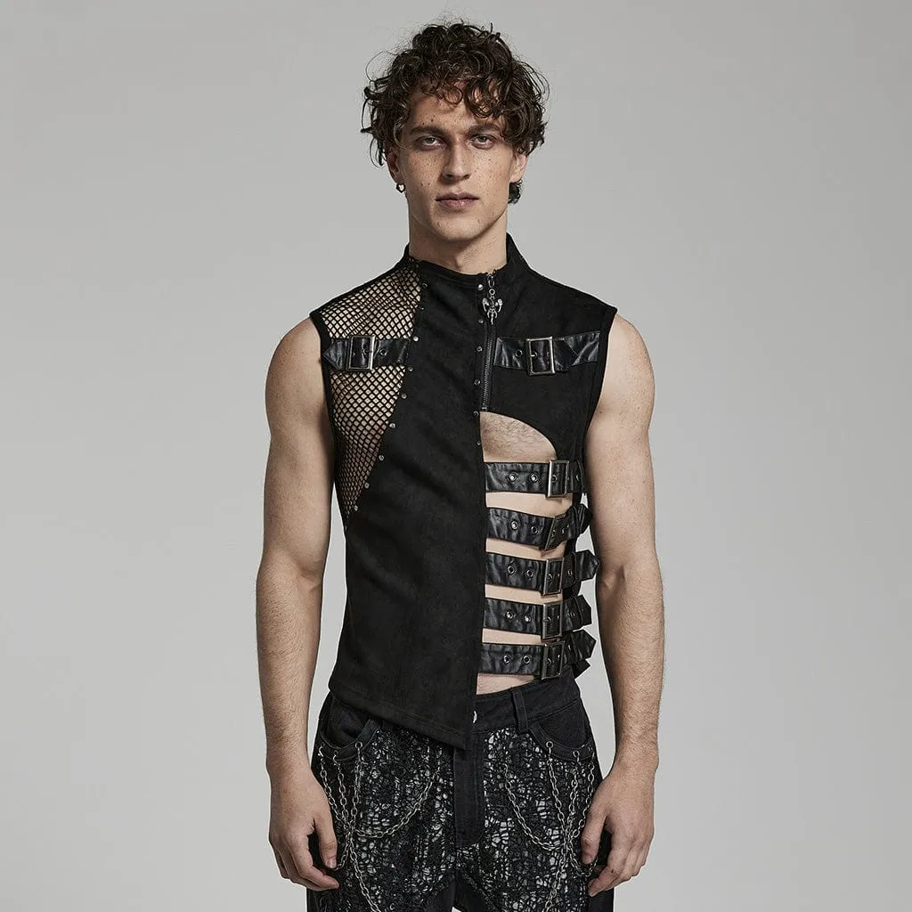 Men's Punk Cutout Buckles Vest