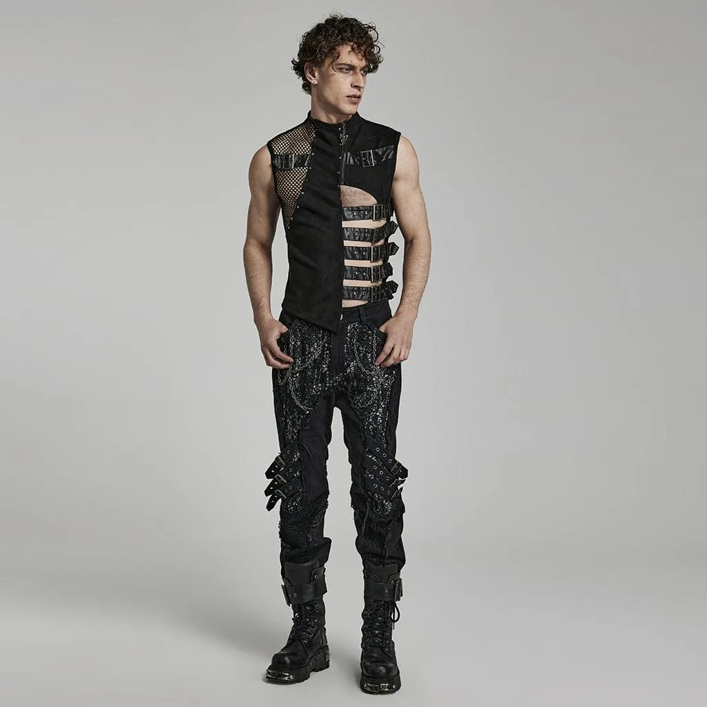 Men's Punk Cutout Buckles Vest