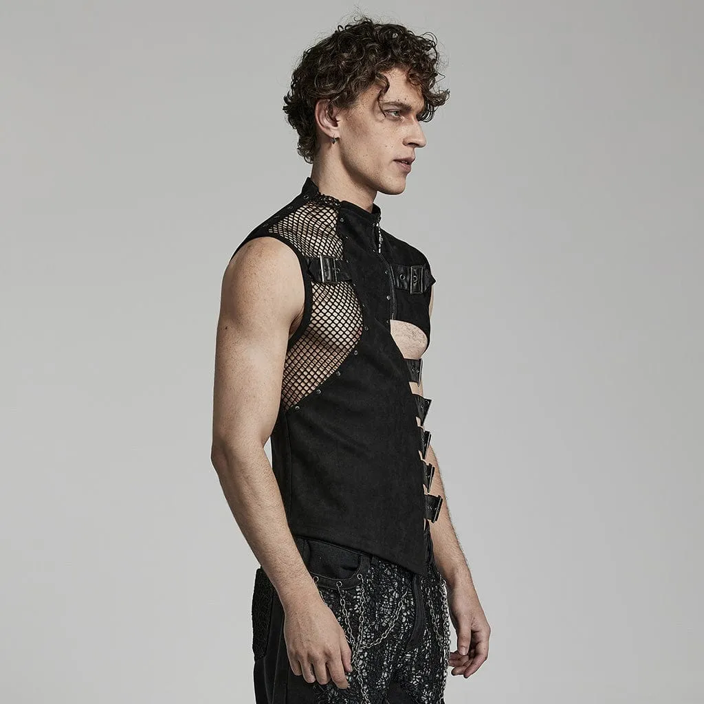 Men's Punk Cutout Buckles Vest