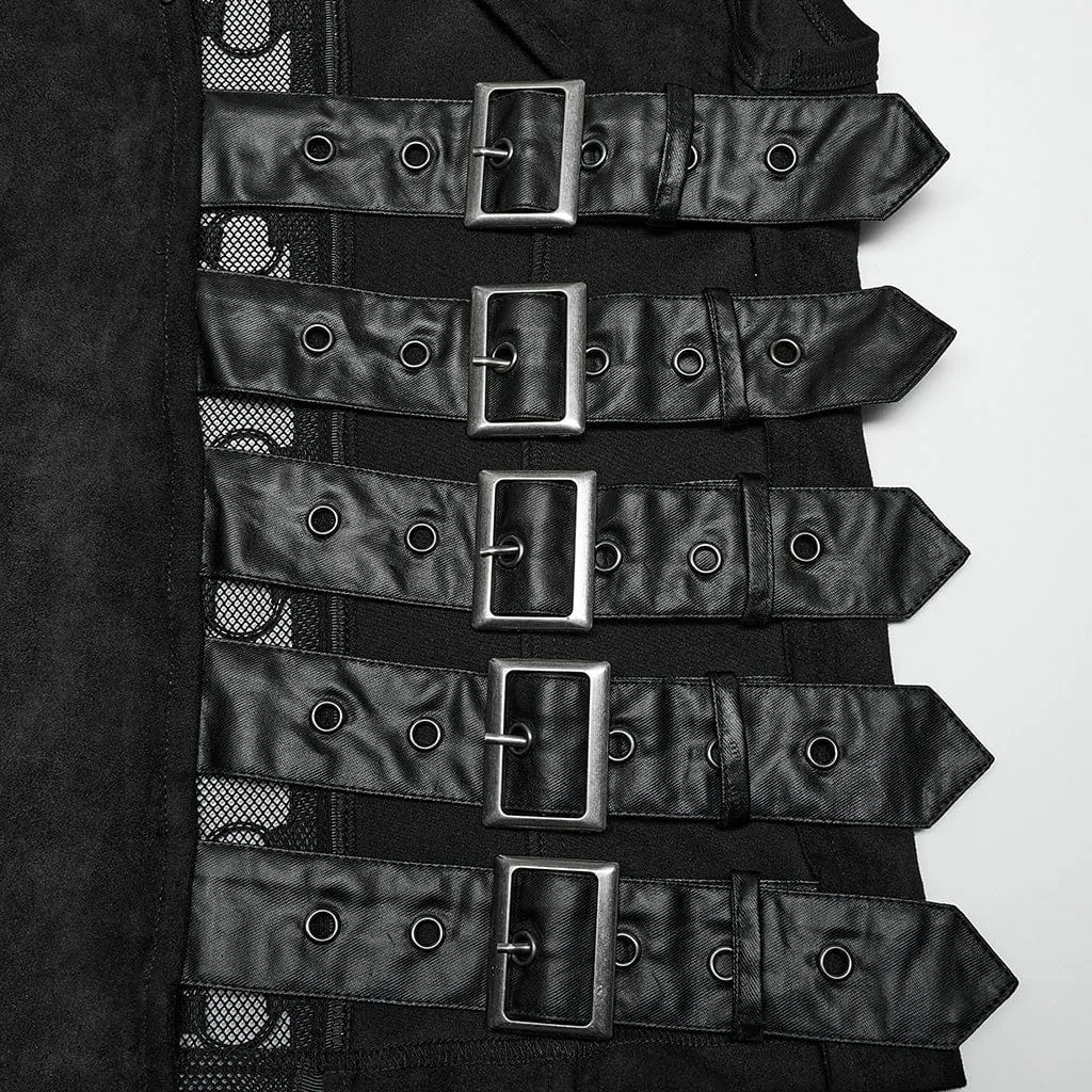 Men's Punk Cutout Buckles Vest
