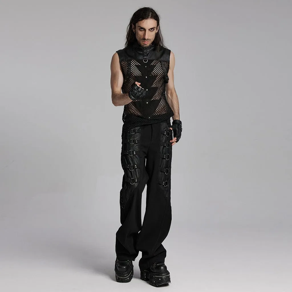 Men's Punk Mesh Triangle Eyelets Vest