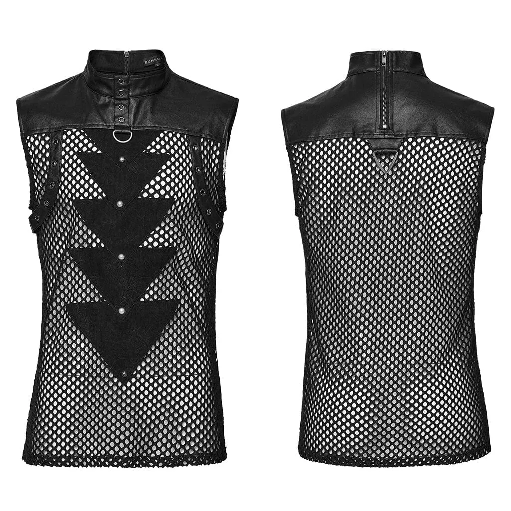 Men's Punk Mesh Triangle Eyelets Vest