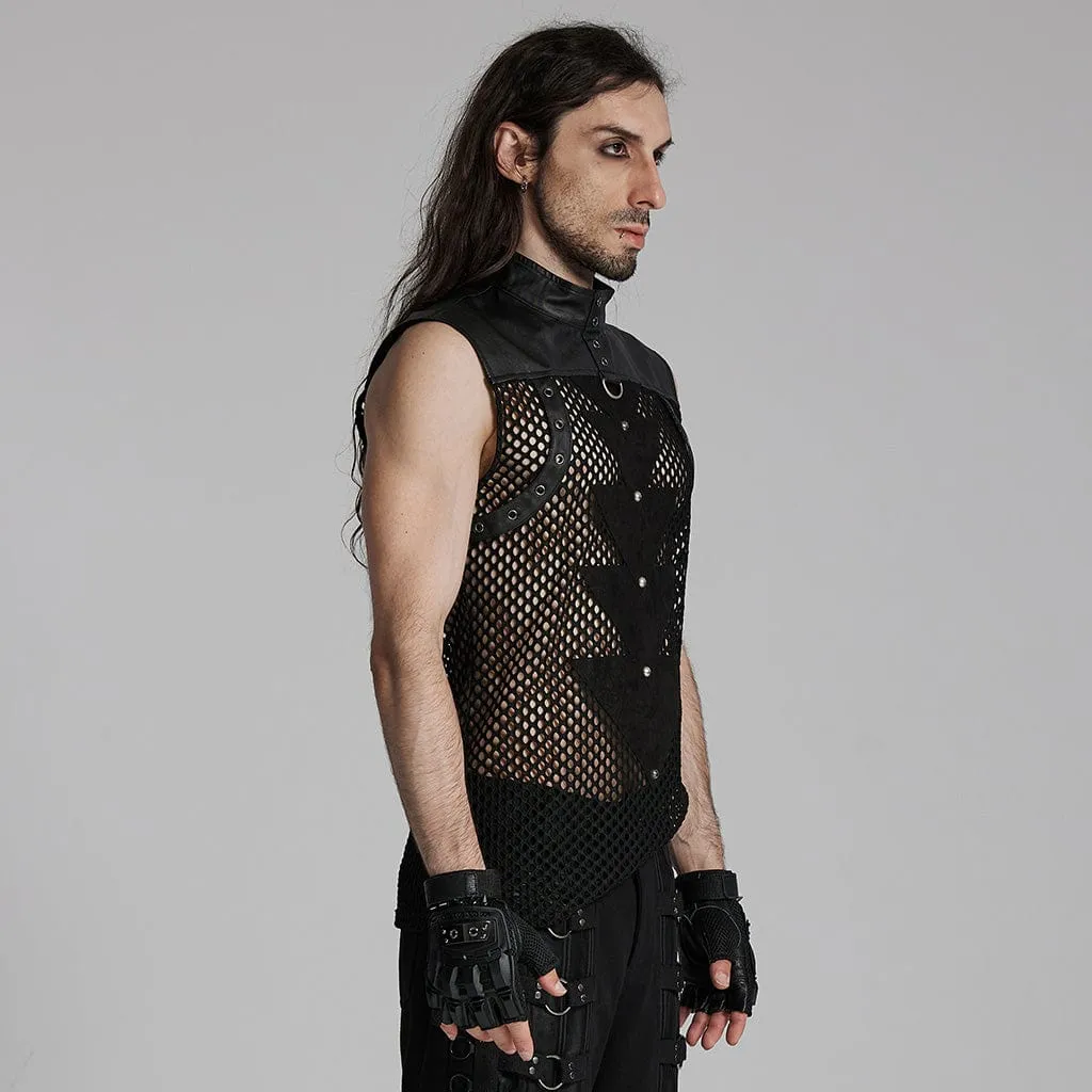Men's Punk Mesh Triangle Eyelets Vest