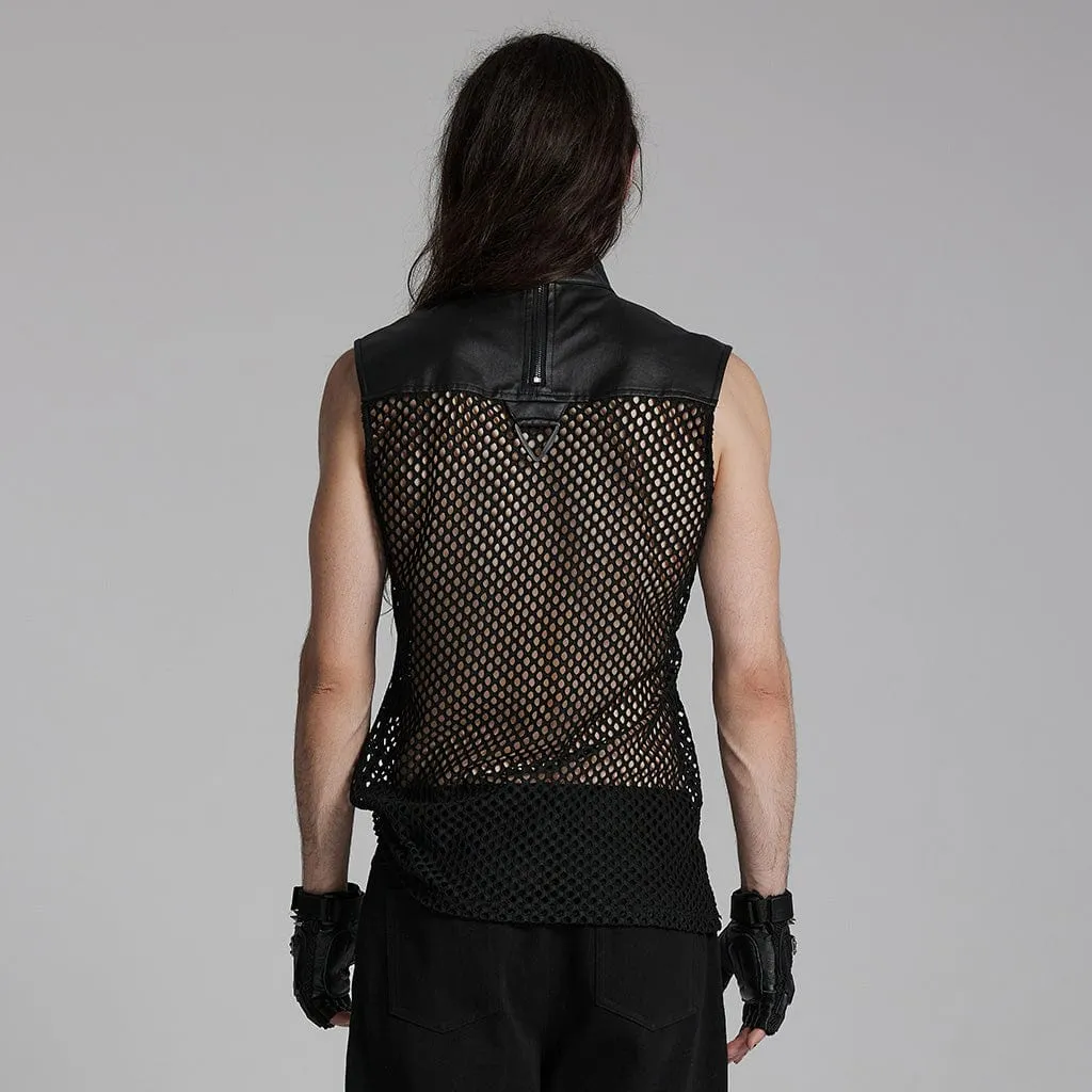 Men's Punk Mesh Triangle Eyelets Vest
